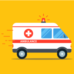 FSA Eligible Expenses (Picture of a speeding ambulance on a yellow background)